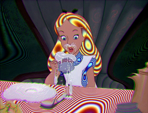 Trippy Alice with ice cream bowl full of coke