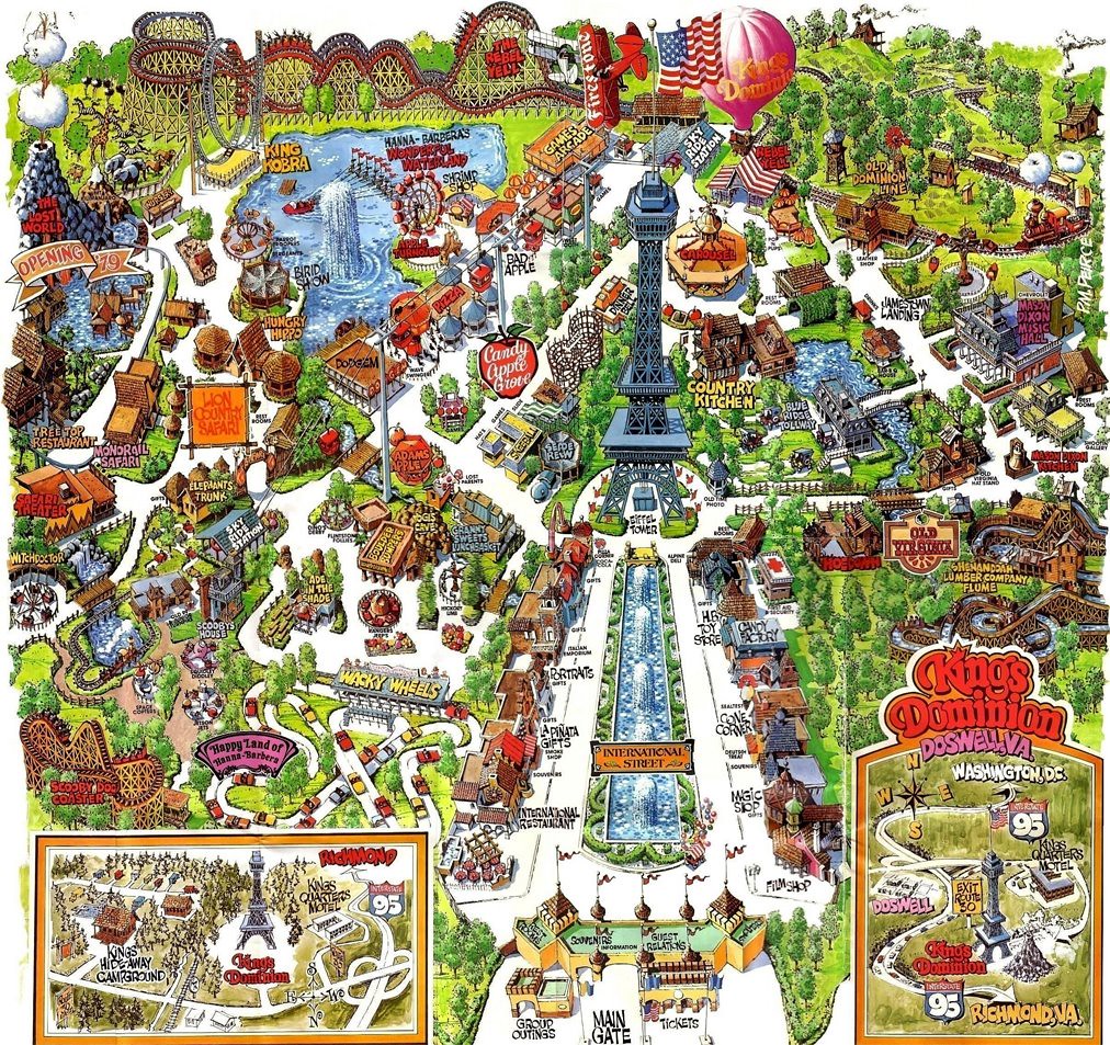 Kings Dominion Amusement Park map, 1970's