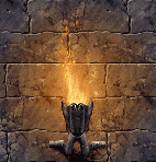 flickering torch in wall sconce
