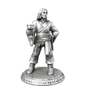 Arkm sinbad-type adventurer holding chalice steel Hero Forge mini