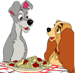 lady and the tramp share spaghetti gif