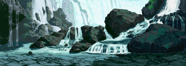 waterfalls over rocks gif