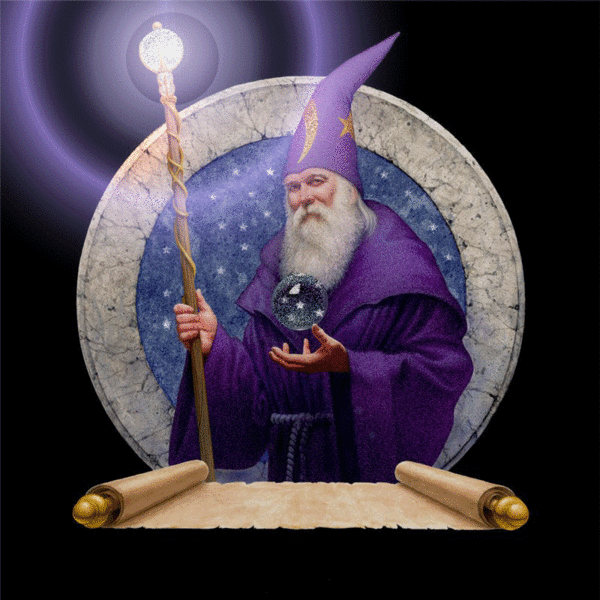 wizard with glowing staff