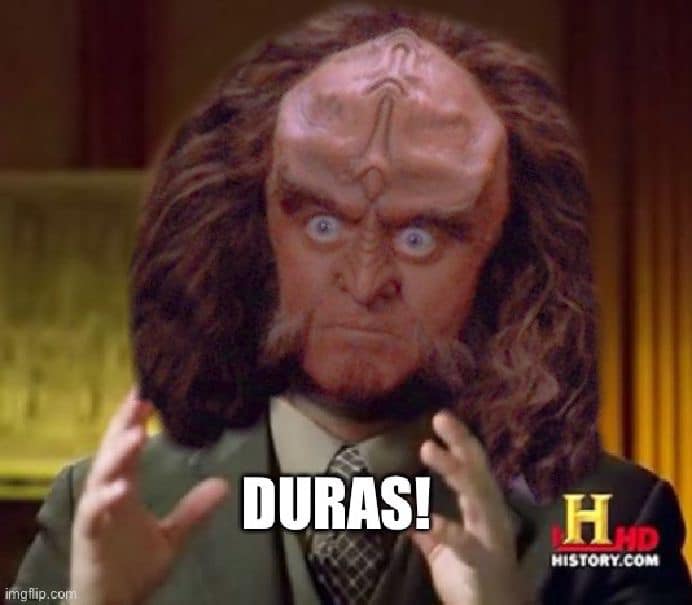 Duras! (Gowron is dressed as Ancient Aliens guy)