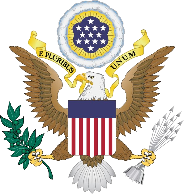 American eagle and shield. E Pluribus Unum.
