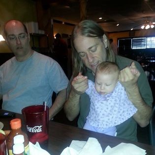 Aeryn Roo at the restaurant with her uncles.