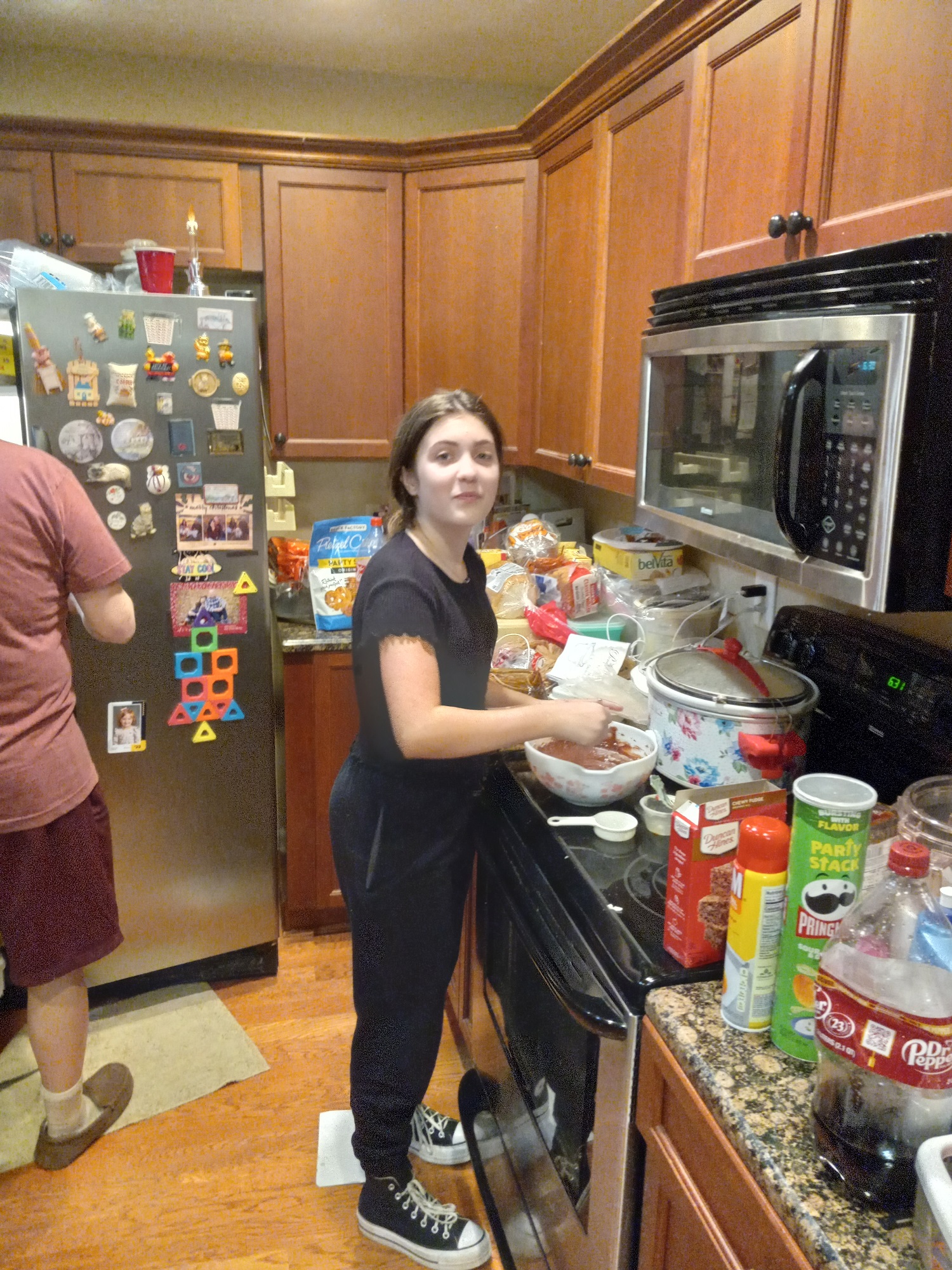 Reagan making brownies