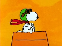Snoopy flying his doghouse